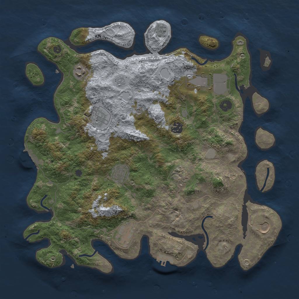 Rust Map: Procedural Map, Size: 3850, Seed: 28931841, 18 Monuments