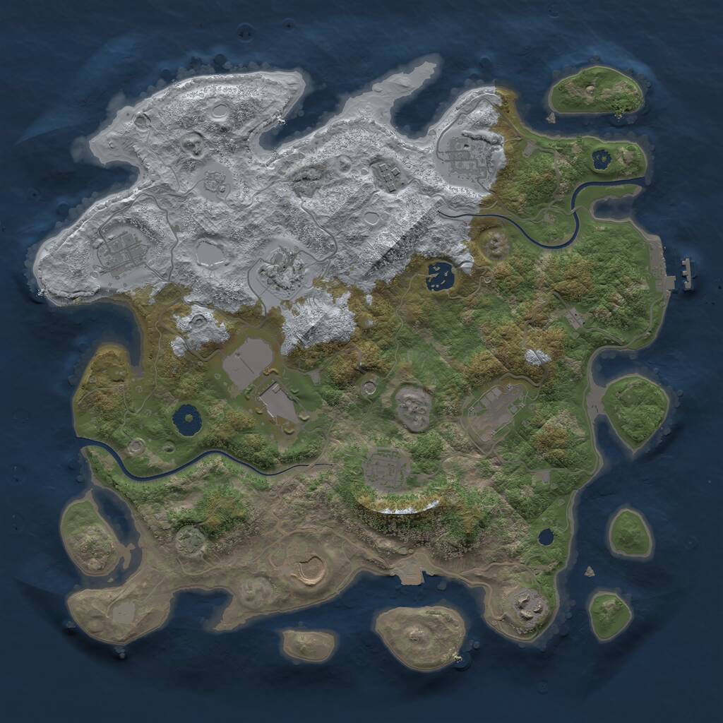Rust Map: Procedural Map, Size: 3700, Seed: 888, 15 Monuments