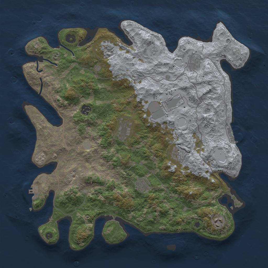 Rust Map: Procedural Map, Size: 4000, Seed: 1268956, 18 Monuments