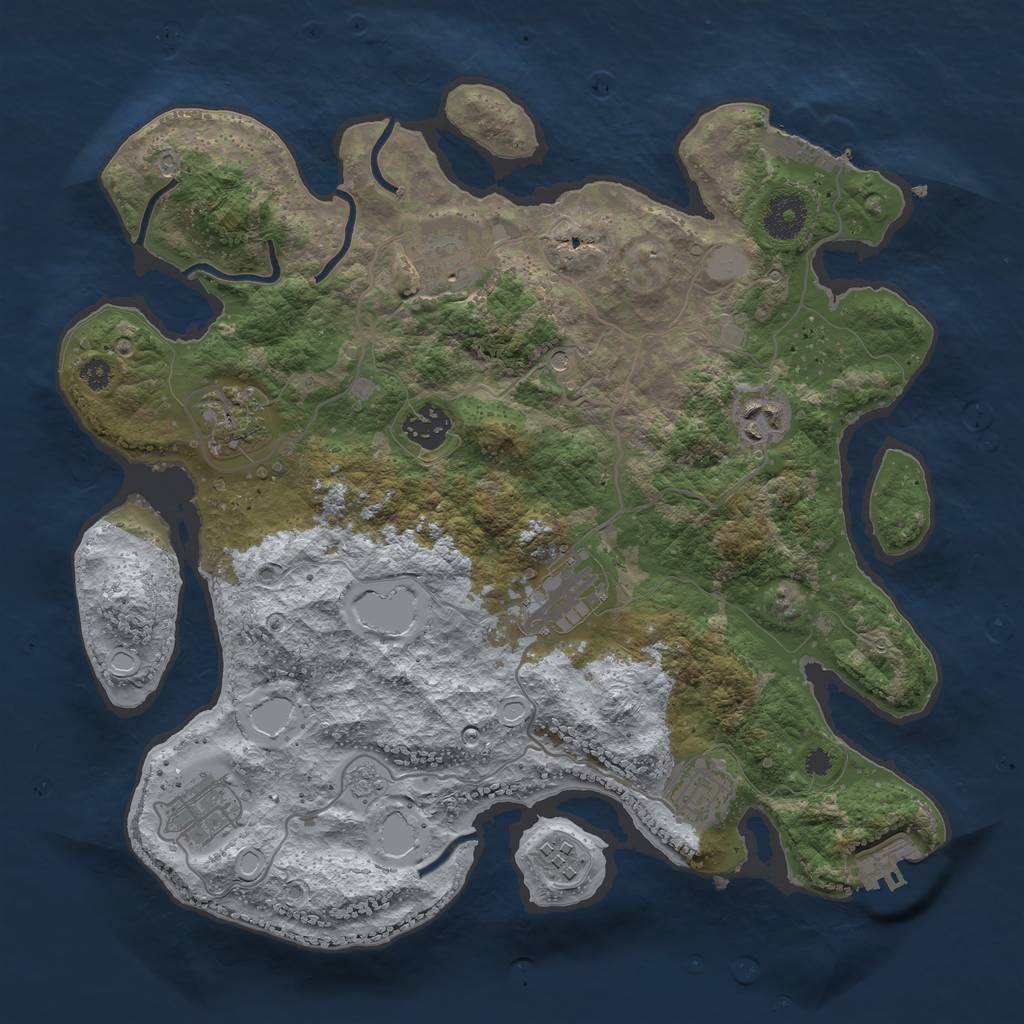 Rust Map: Procedural Map, Size: 3450, Seed: 1917529538, 17 Monuments