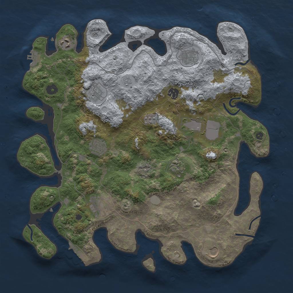 Rust Map: Procedural Map, Size: 4000, Seed: 1993330212, 17 Monuments