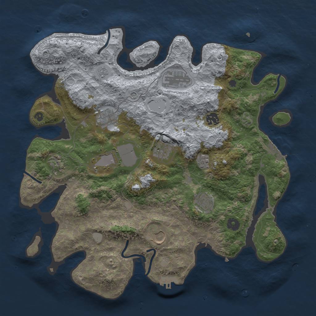 Rust Map: Procedural Map, Size: 3700, Seed: 1792716738, 18 Monuments