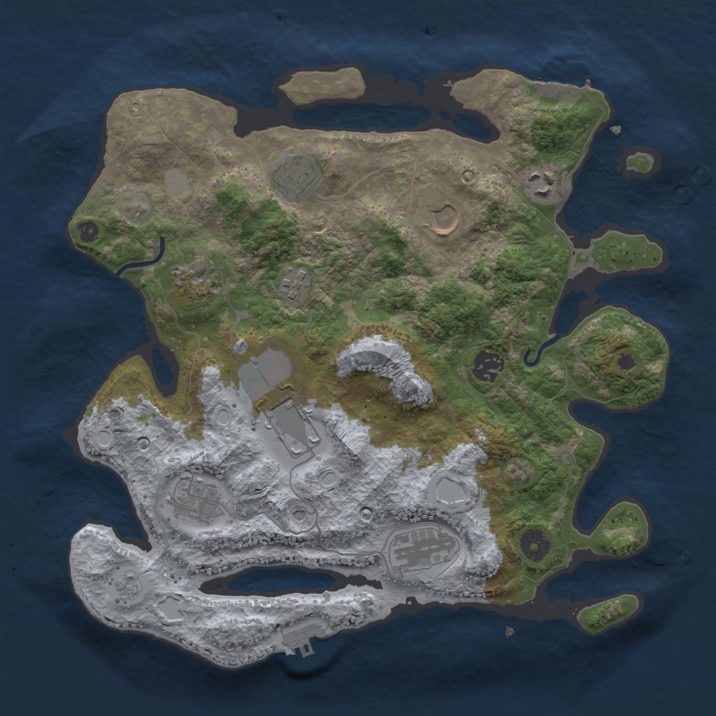 Rust Map: Procedural Map, Size: 3500, Seed: 919529664, 18 Monuments