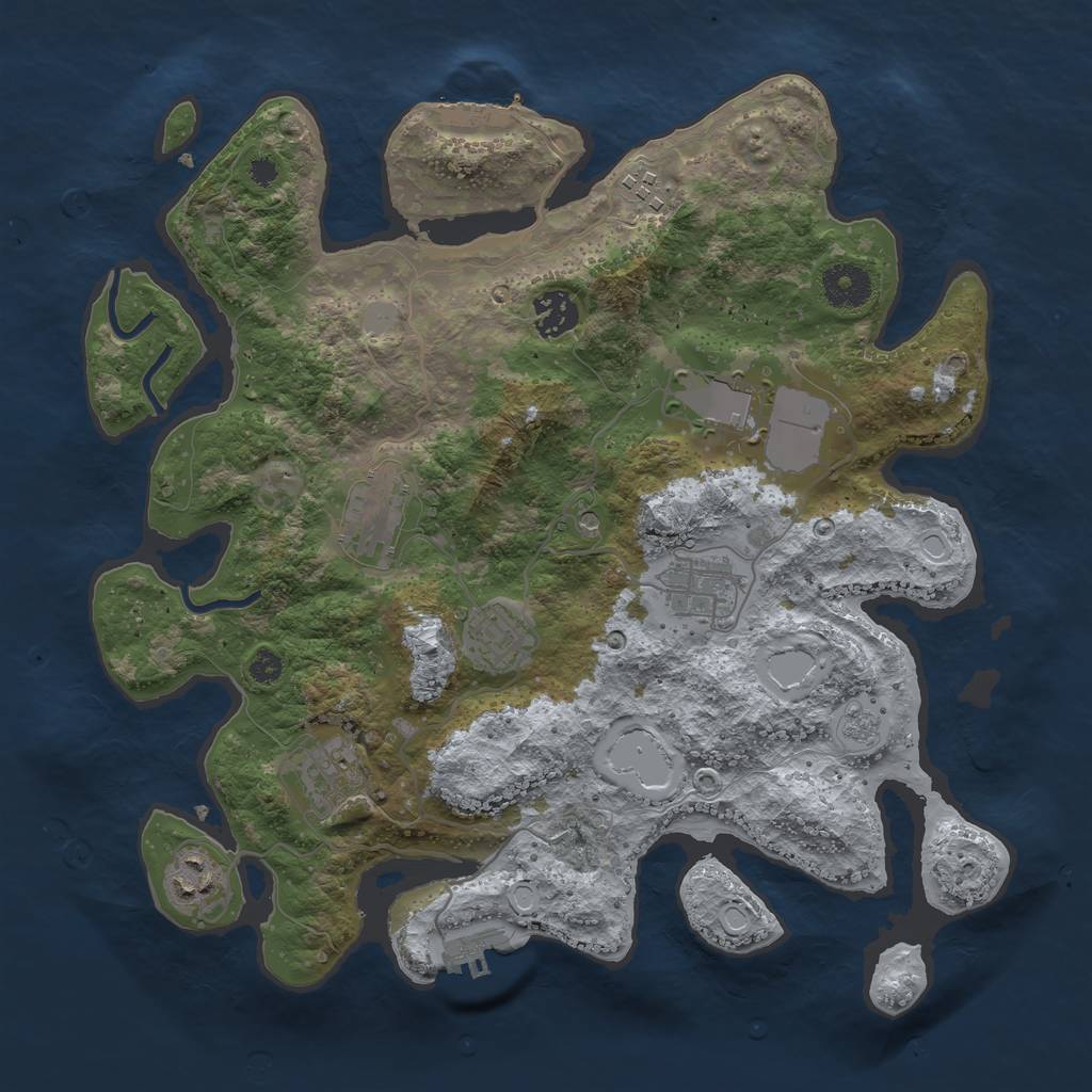 Rust Map: Procedural Map, Size: 3500, Seed: 1736538155, 17 Monuments