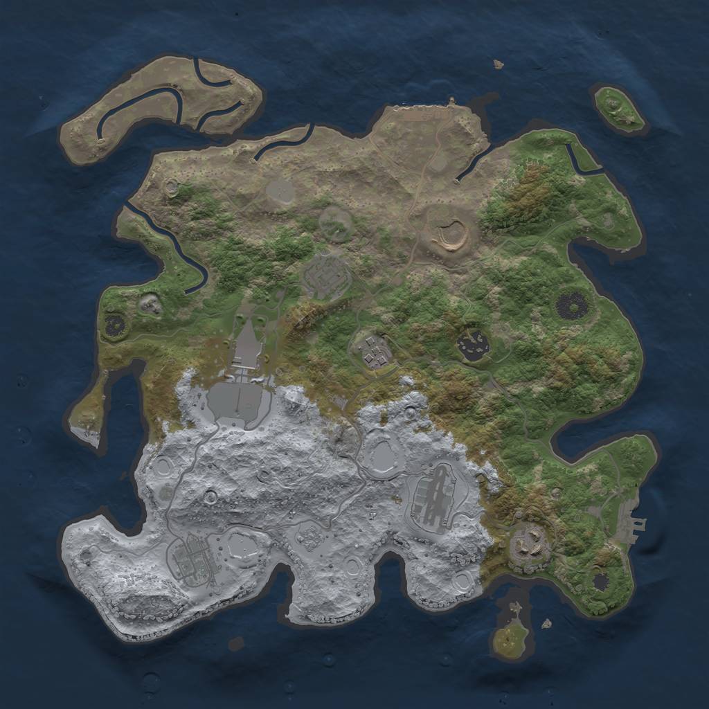 Rust Map: Procedural Map, Size: 3500, Seed: 719988669, 16 Monuments