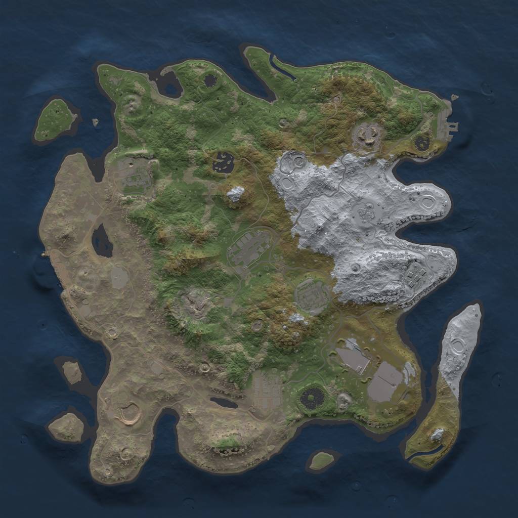 Rust Map: Procedural Map, Size: 3500, Seed: 750344548, 18 Monuments