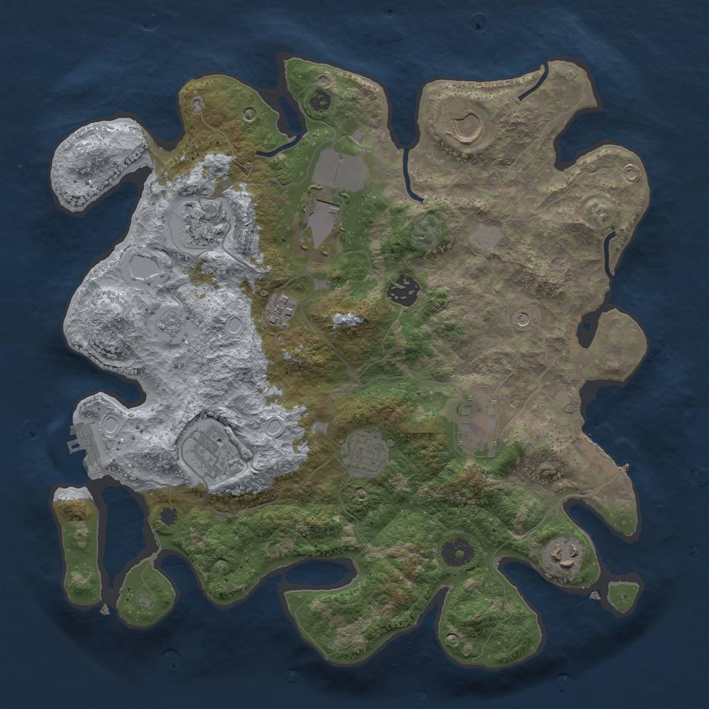 Rust Map: Procedural Map, Size: 3500, Seed: 347042936, 18 Monuments