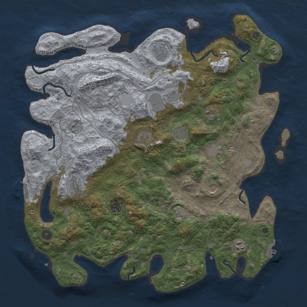 Rust Map: Procedural Map, Size: 4500, Seed: 402666261, 18 Monuments