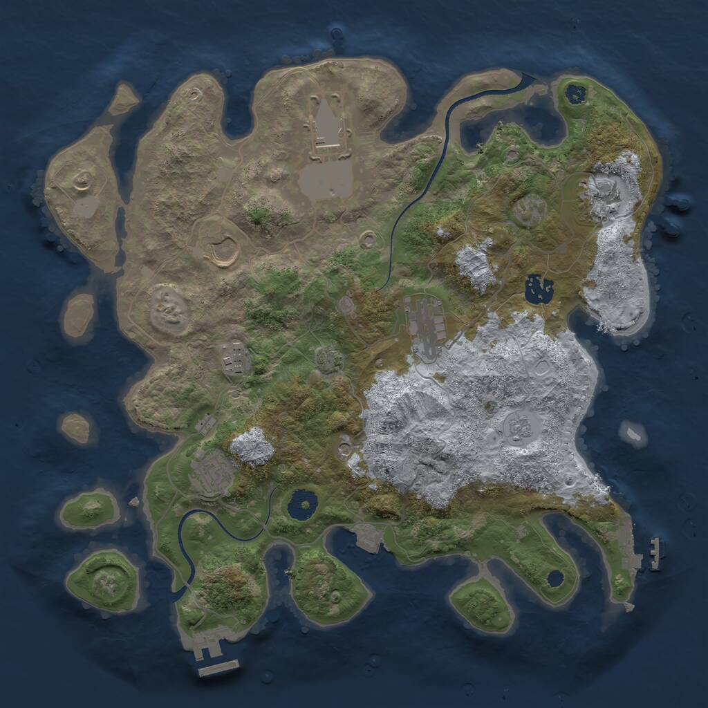 Rust Map: Procedural Map, Size: 3500, Seed: 473684884, 13 Monuments