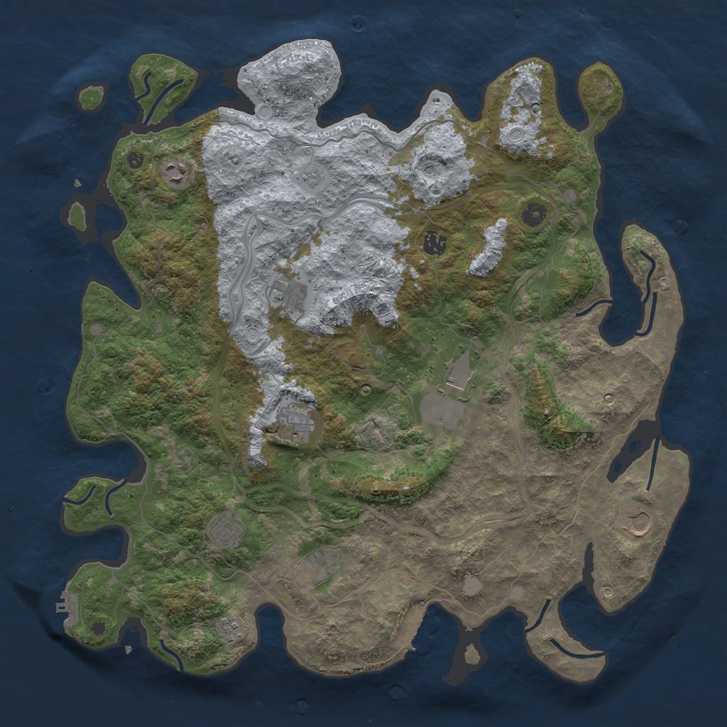 Rust Map: Procedural Map, Size: 4500, Seed: 2343, 18 Monuments