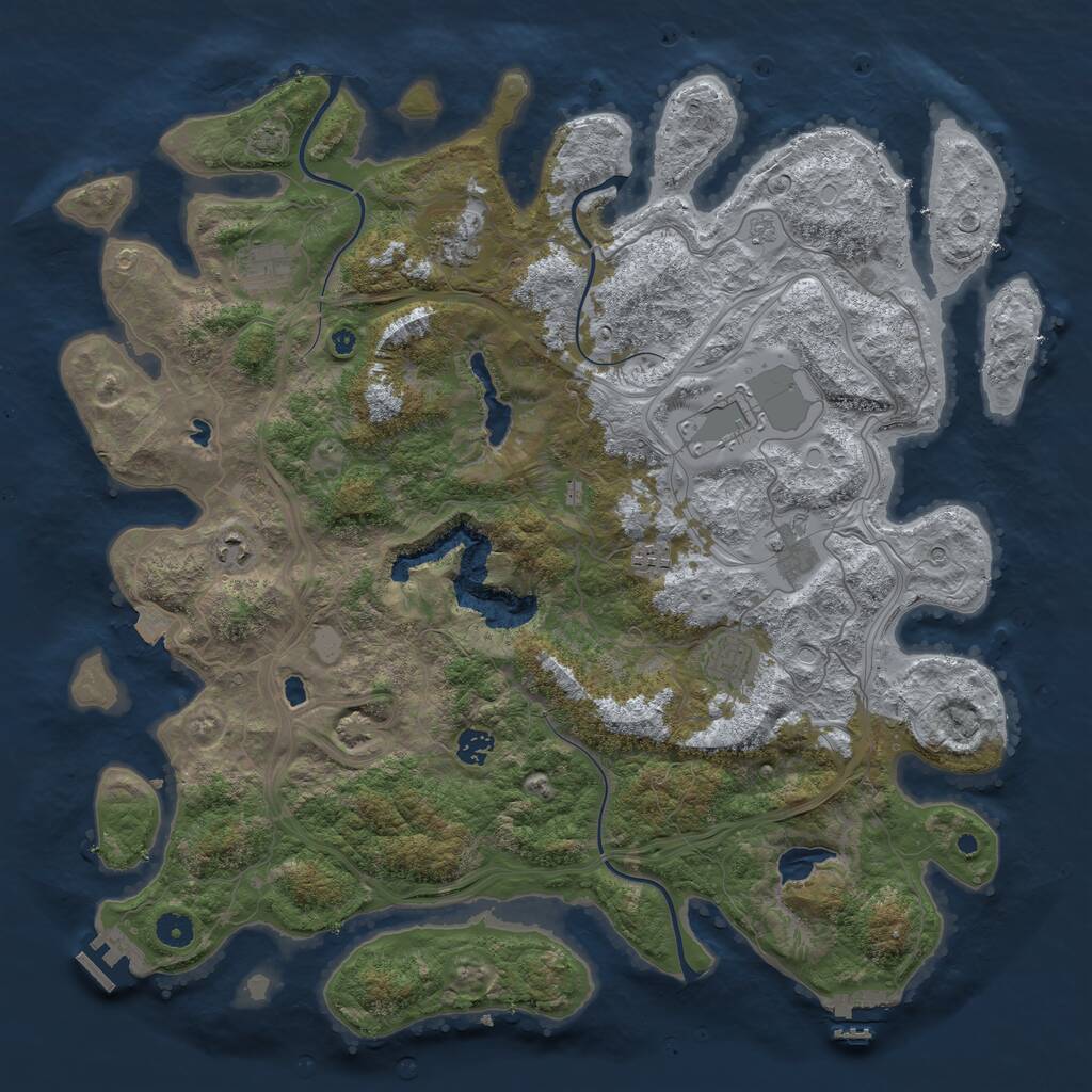Rust Map: Procedural Map, Size: 4500, Seed: 632123, 14 Monuments