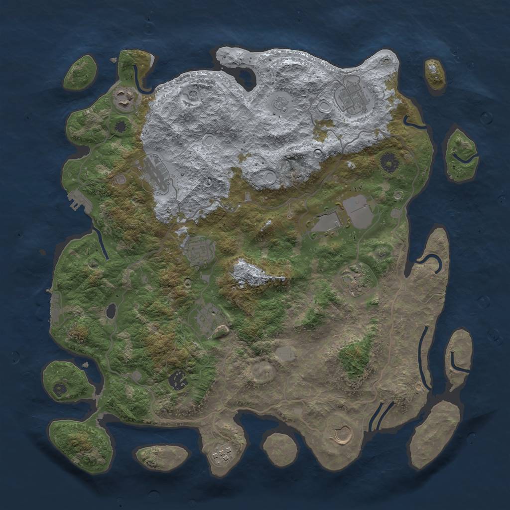 Rust Map: Procedural Map, Size: 4000, Seed: 801708030, 19 Monuments