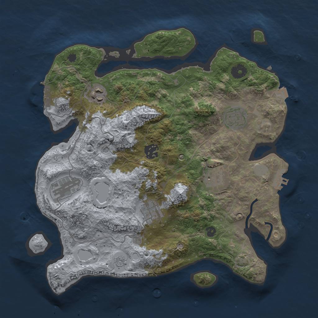 Rust Map: Procedural Map, Size: 3200, Seed: 121, 14 Monuments