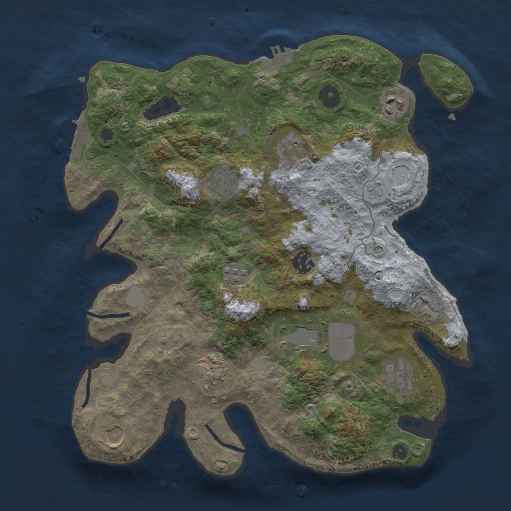 Rust Map: Procedural Map, Size: 3500, Seed: 1803215156, 18 Monuments