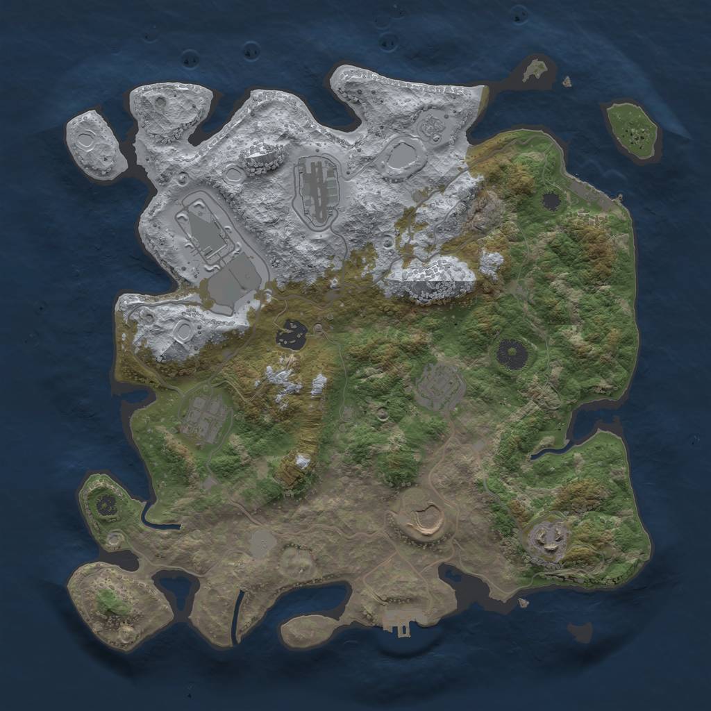 Rust Map: Procedural Map, Size: 3500, Seed: 918230504, 15 Monuments