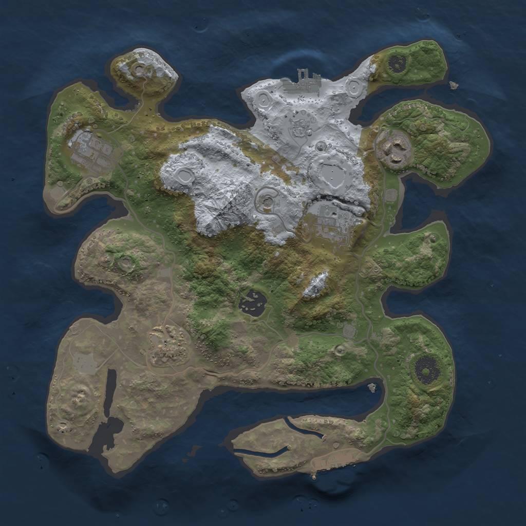Rust Map: Procedural Map, Size: 3000, Seed: 12602130, 12 Monuments