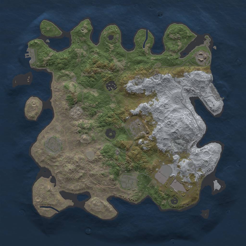 Rust Map: Procedural Map, Size: 3500, Seed: 1910435164, 16 Monuments