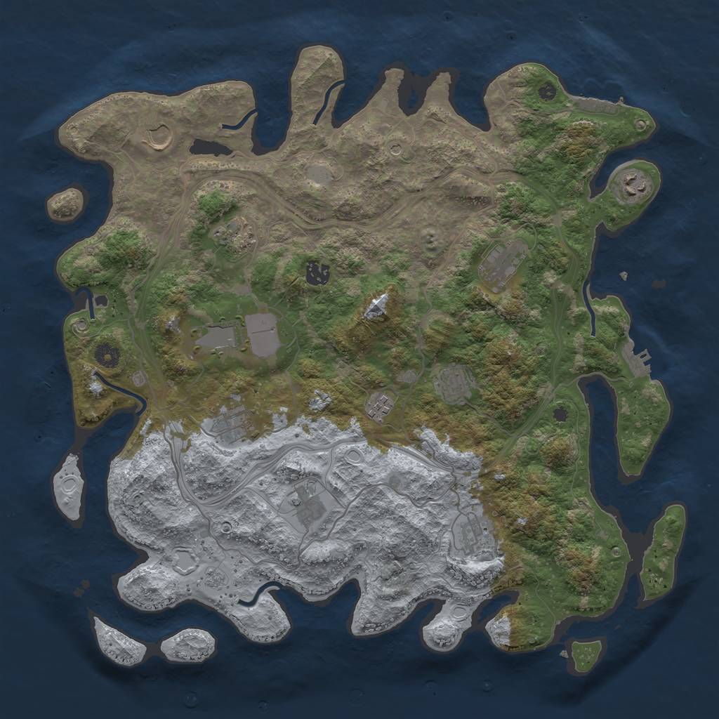 Rust Map: Procedural Map, Size: 4250, Seed: 8281992, 18 Monuments