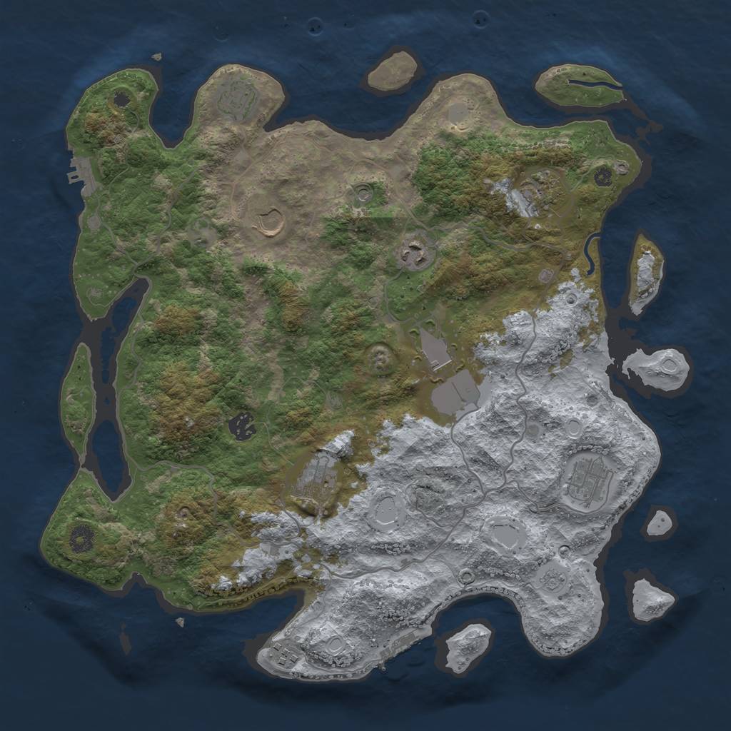 Rust Map: Procedural Map, Size: 4000, Seed: 1944, 18 Monuments