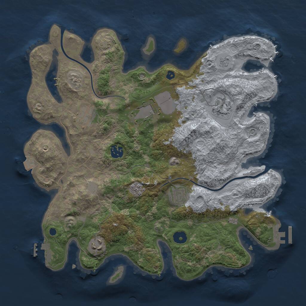 Rust Map: Procedural Map, Size: 3500, Seed: 3760418, 13 Monuments
