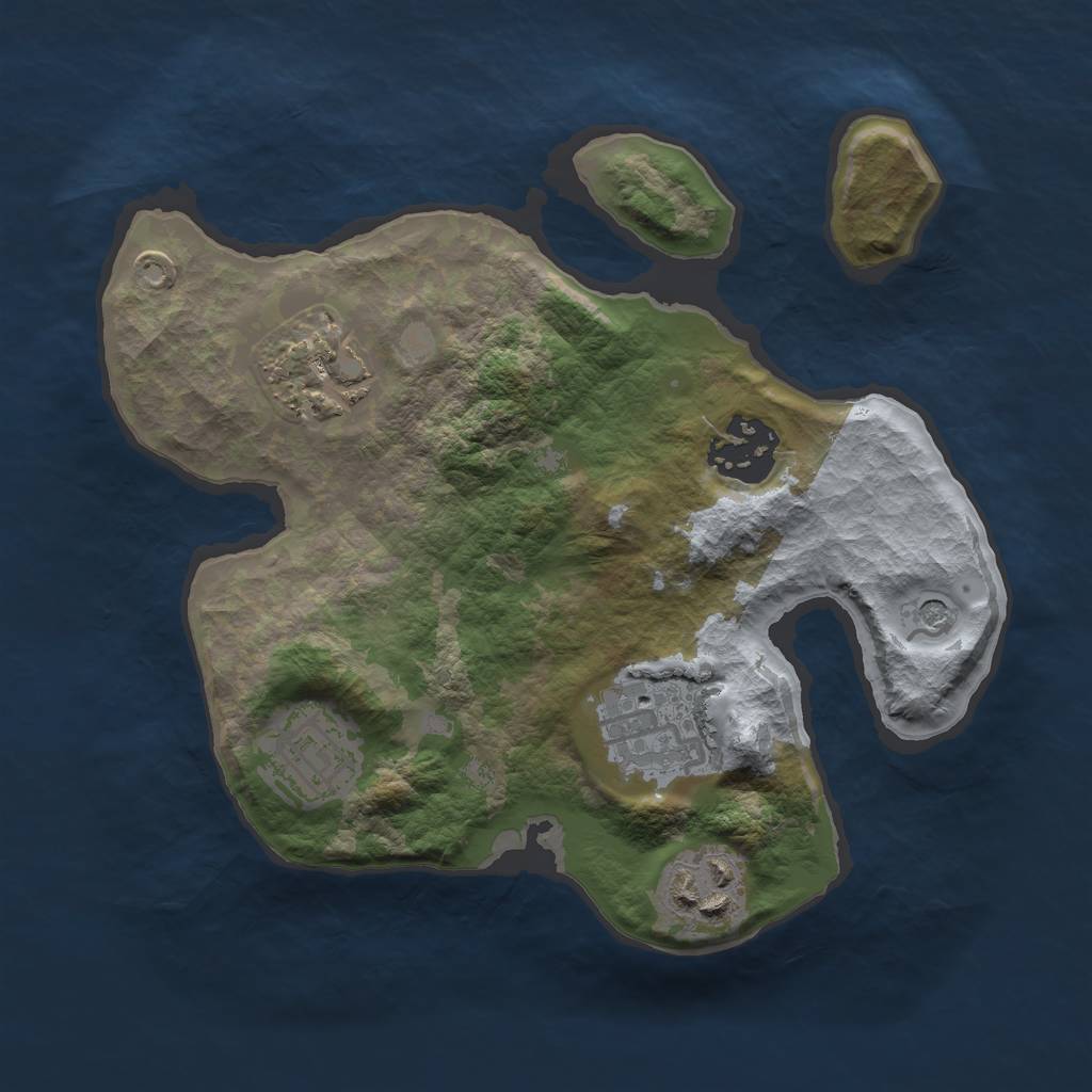 Rust Map: Barren, Size: 2400, Seed: 1599, 8 Monuments