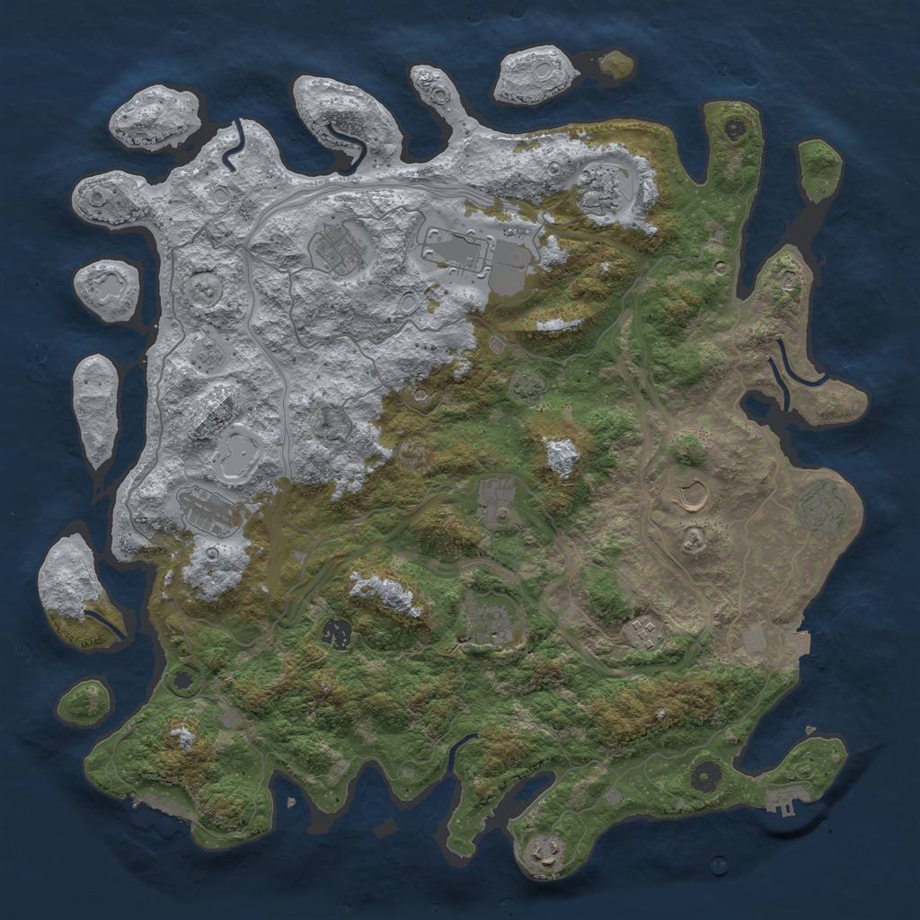 Rust Map: Procedural Map, Size: 4500, Seed: 1099579902, 19 Monuments