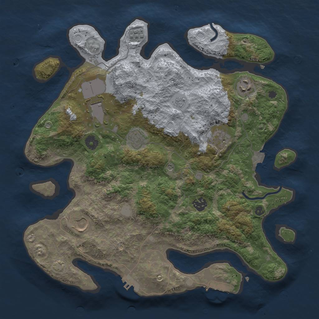 Rust Map: Procedural Map, Size: 3500, Seed: 636363643, 15 Monuments