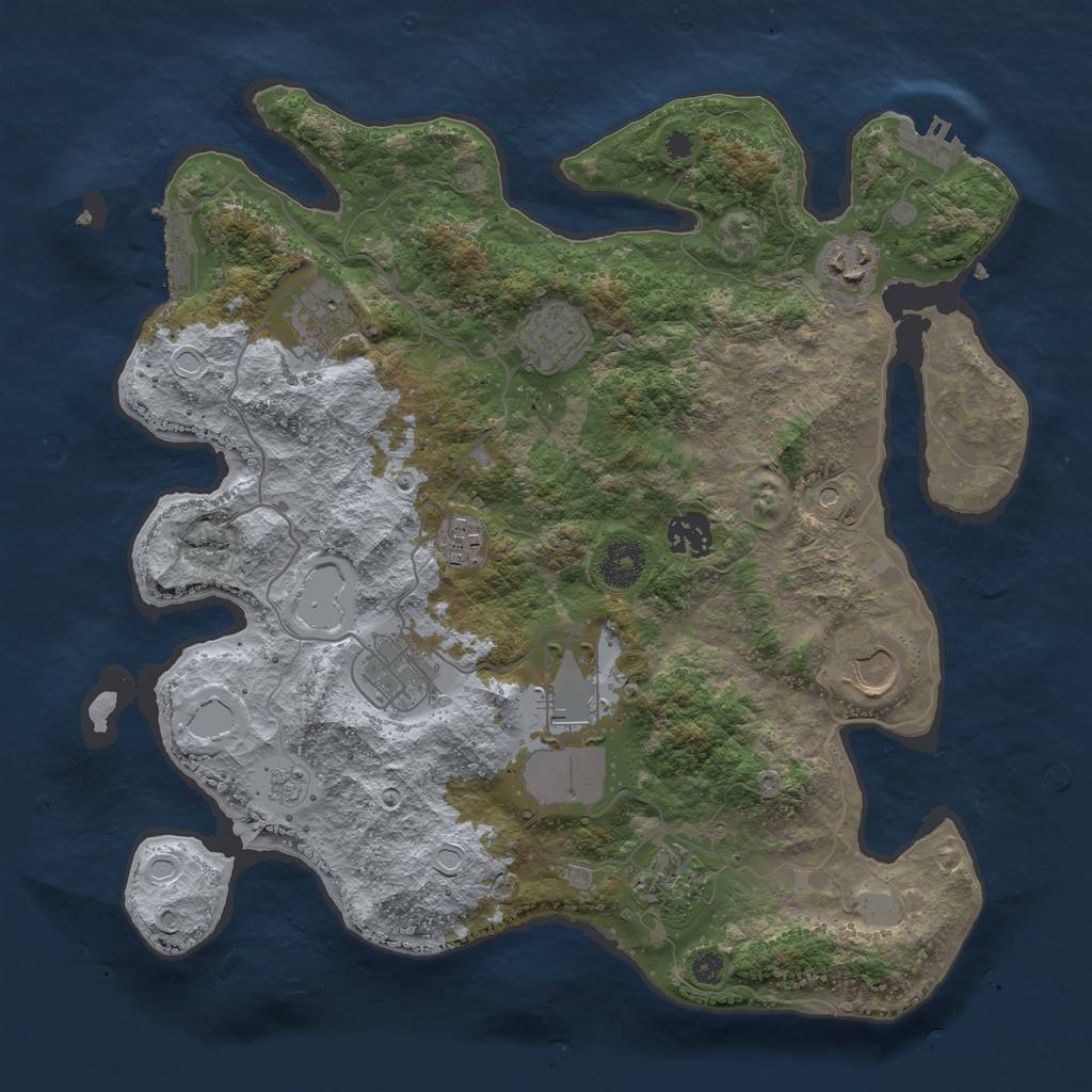Rust Map: Procedural Map, Size: 3500, Seed: 716793444, 16 Monuments