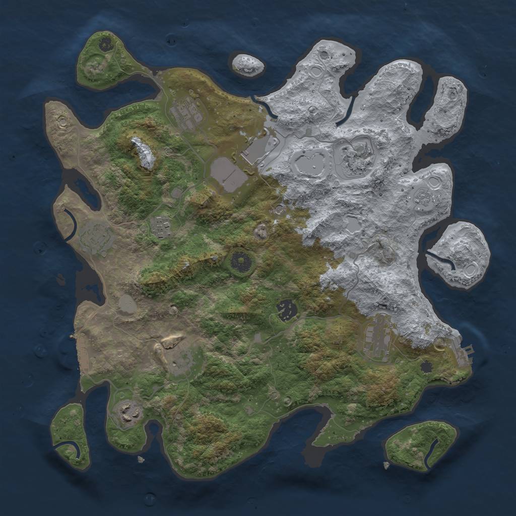 Rust Map: Procedural Map, Size: 3700, Seed: 743698343, 18 Monuments