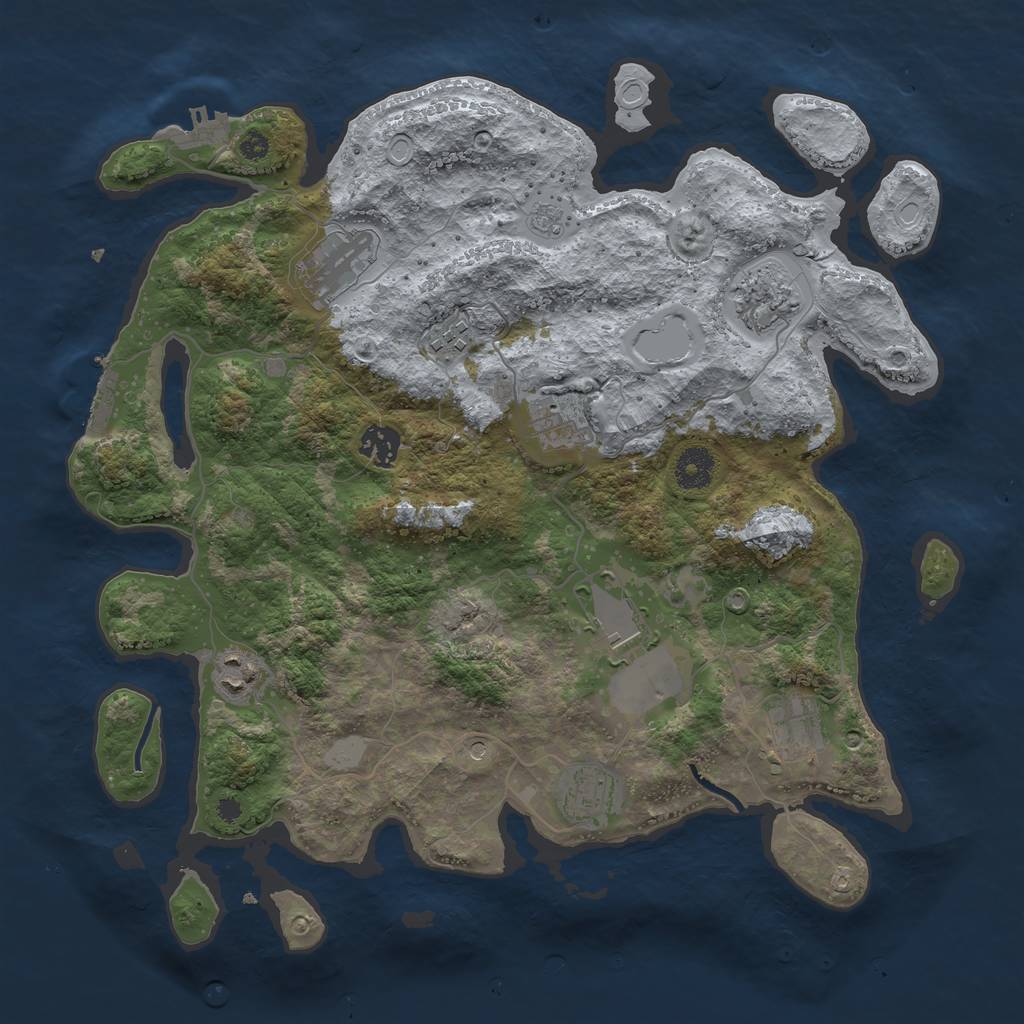 Rust Map: Procedural Map, Size: 3700, Seed: 1623108486, 18 Monuments