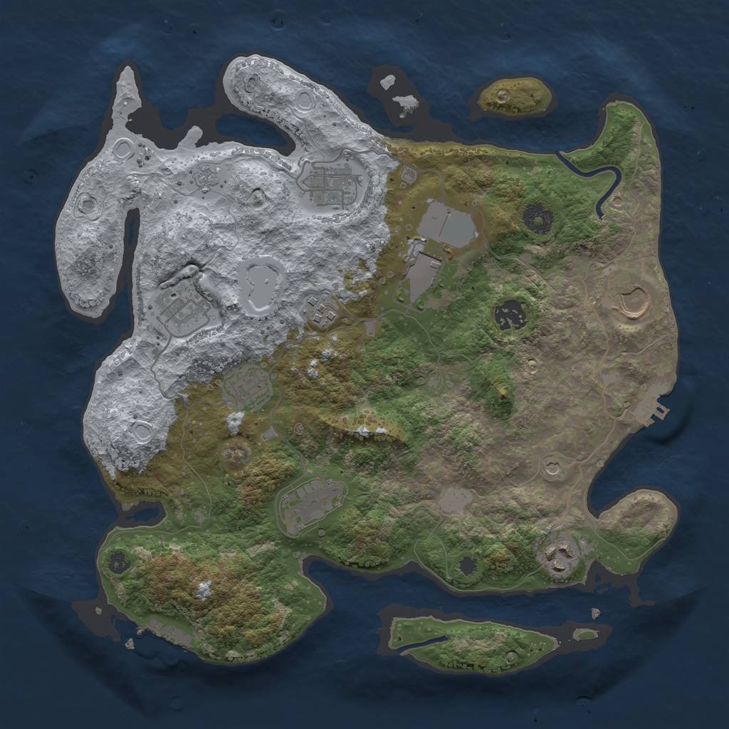 Rust Map: Procedural Map, Size: 3500, Seed: 1165713345, 18 Monuments