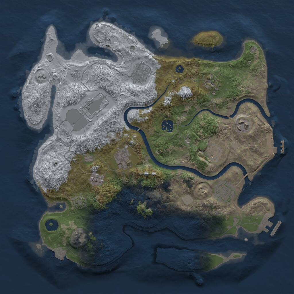 Rust Map: Procedural Map, Size: 3500, Seed: 1165713345, 15 Monuments