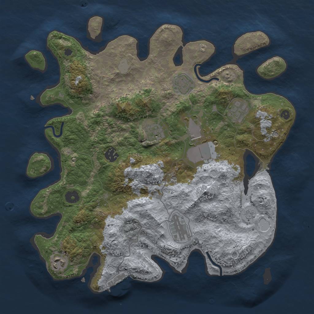 Rust Map: Procedural Map, Size: 3500, Seed: 38873906, 15 Monuments