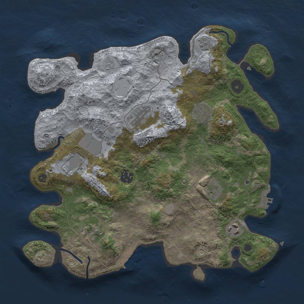 Rust Map: Procedural Map, Size: 3500, Seed: 36514479, 17 Monuments
