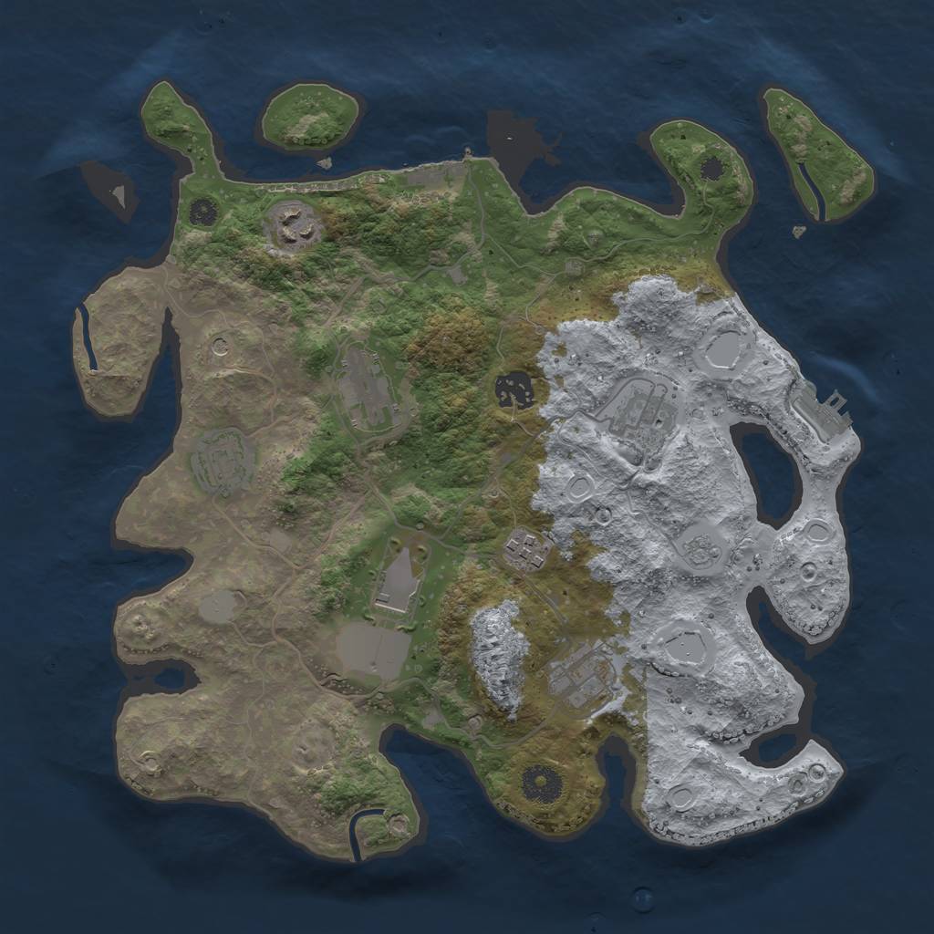 Rust Map: Procedural Map, Size: 3500, Seed: 61743474, 17 Monuments