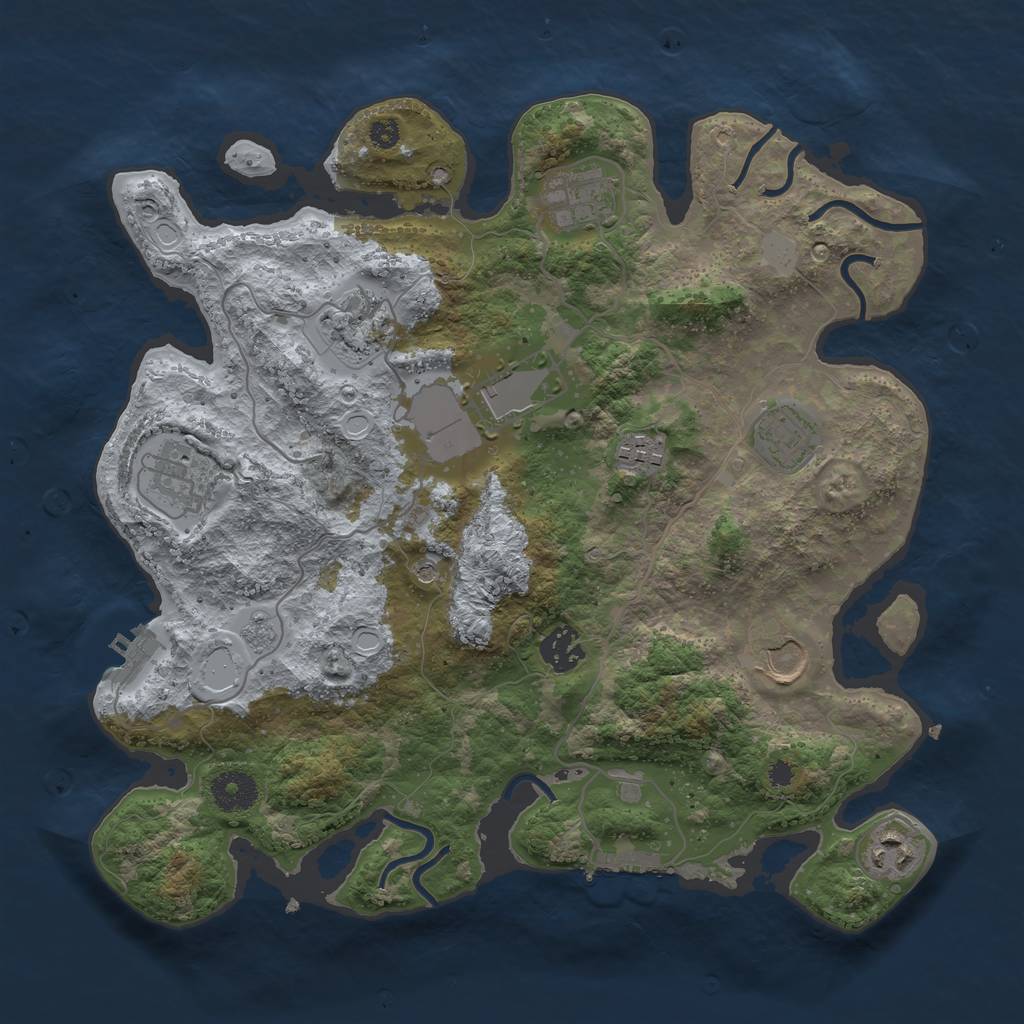 Rust Map: Procedural Map, Size: 3500, Seed: 93752598, 18 Monuments