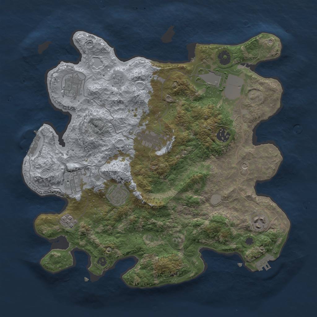 Rust Map: Procedural Map, Size: 3500, Seed: 91615848, 17 Monuments