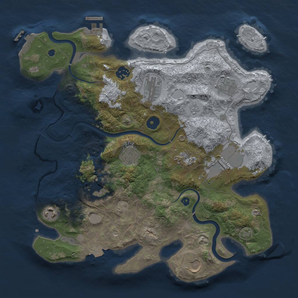Rust Map: Procedural Map, Size: 3500, Seed: 856441441, 16 Monuments