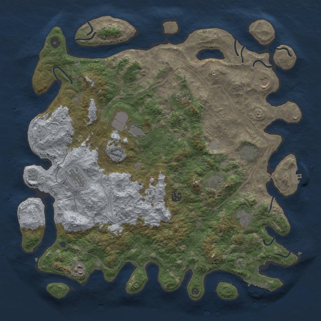 Rust Map: Procedural Map, Size: 4500, Seed: 1597283121, 19 Monuments