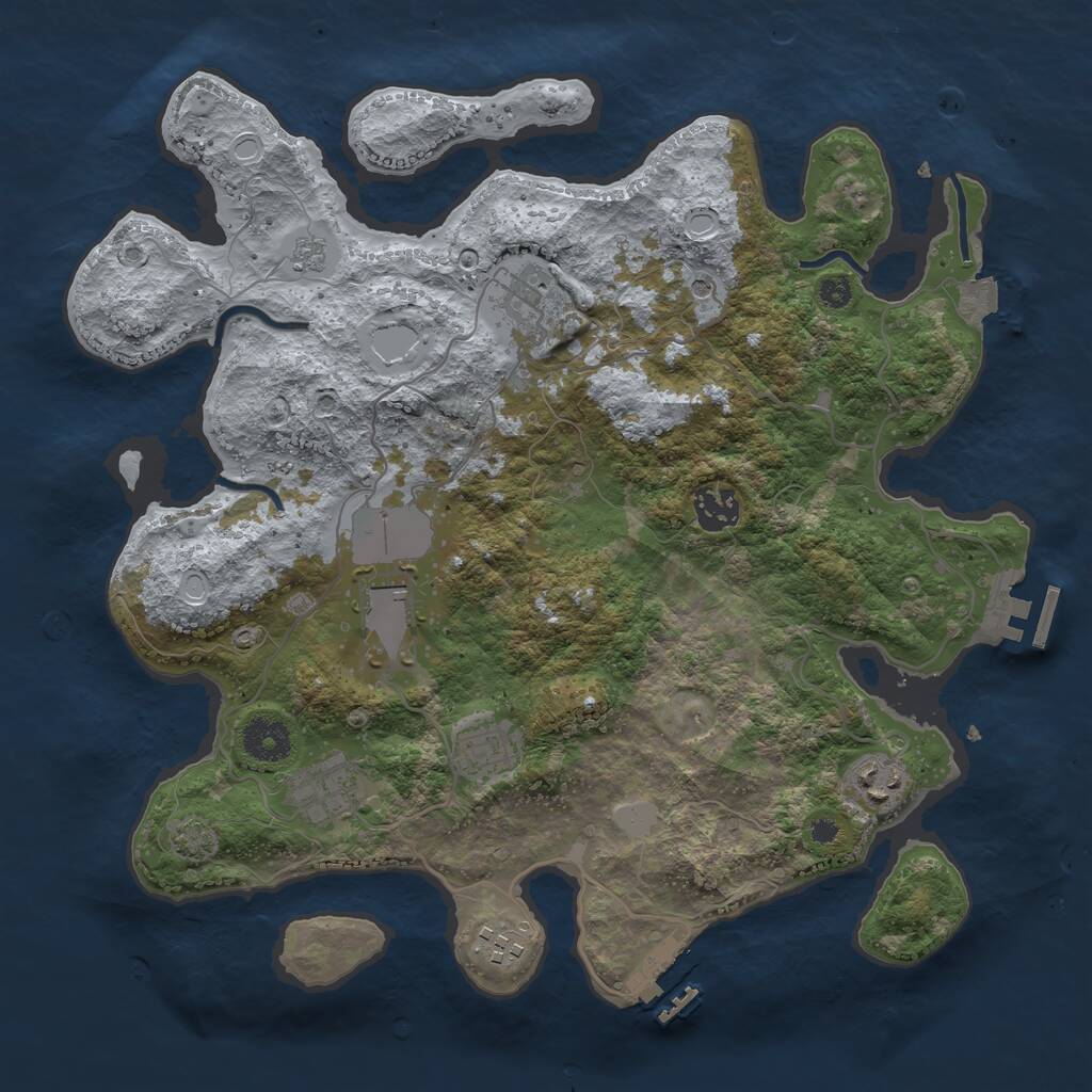 Rust Map: Procedural Map, Size: 3500, Seed: 80638271, 13 Monuments