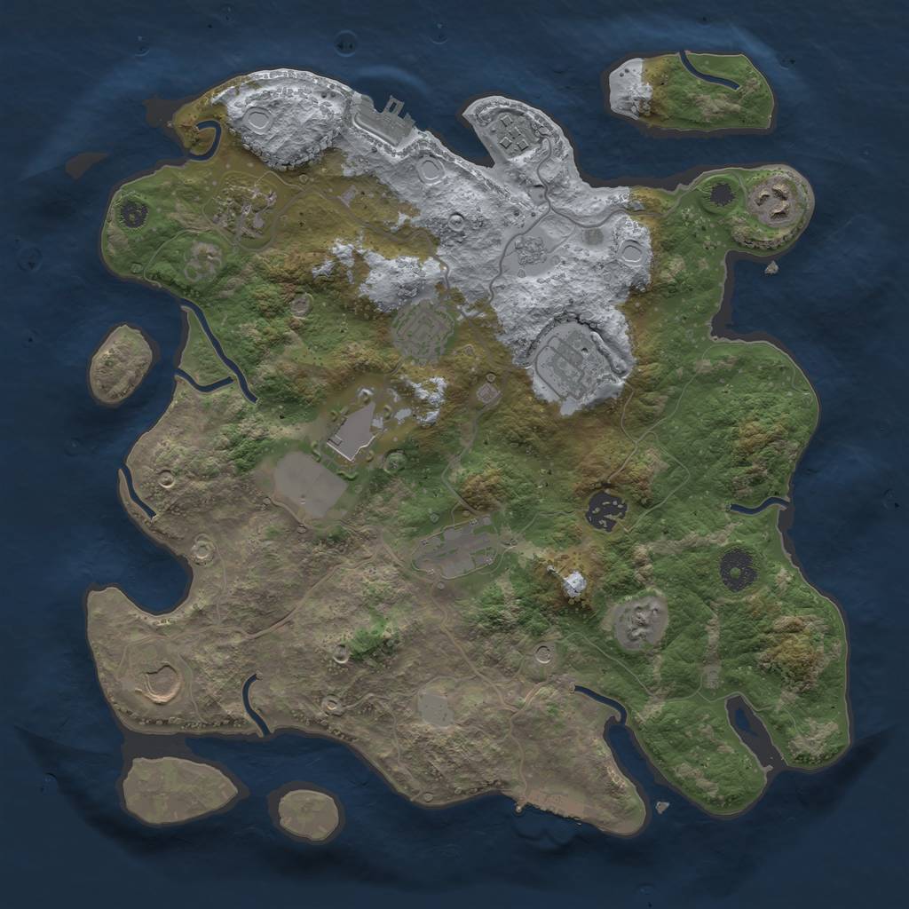 Rust Map: Procedural Map, Size: 3500, Seed: 7723740, 18 Monuments