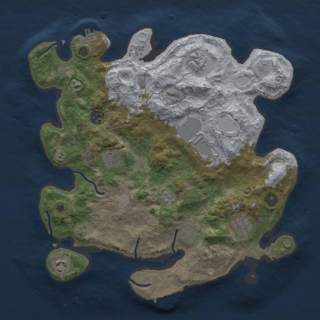 Rust Map: Procedural Map, Size: 3500, Seed: 52195109, 15 Monuments