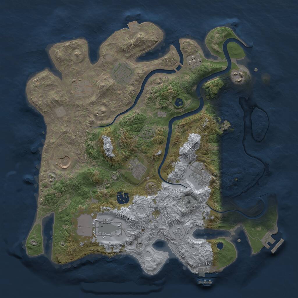 Rust Map: Procedural Map, Size: 3500, Seed: 671588, 15 Monuments