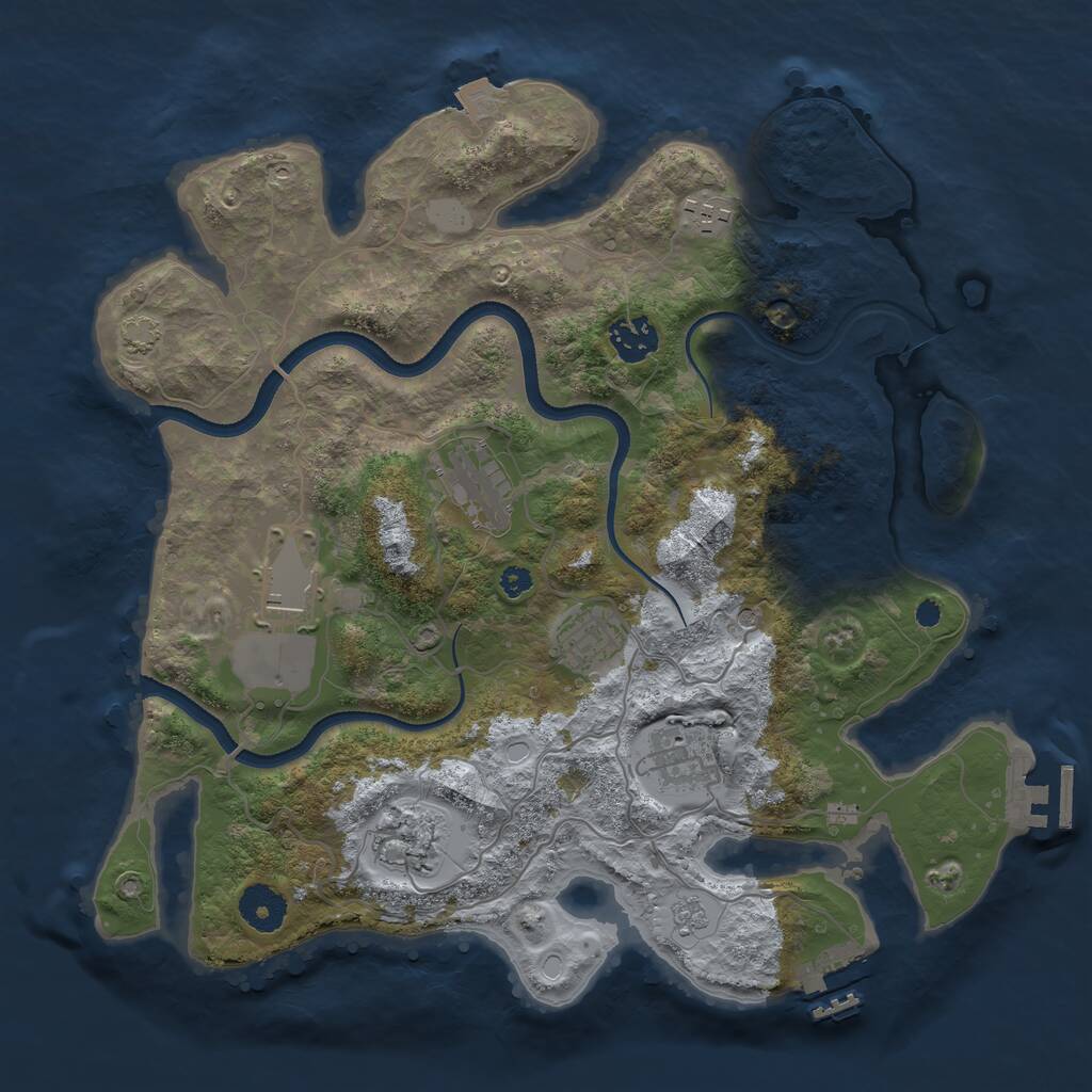 Rust Map: Procedural Map, Size: 3500, Seed: 671588, 13 Monuments
