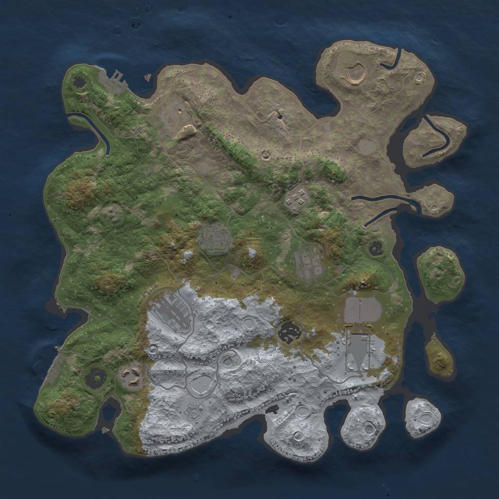 Rust Map: Procedural Map, Size: 3500, Seed: 85885698, 18 Monuments