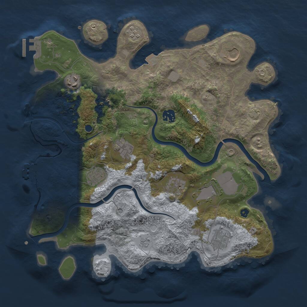 Rust Map: Procedural Map, Size: 3500, Seed: 41217532, 15 Monuments