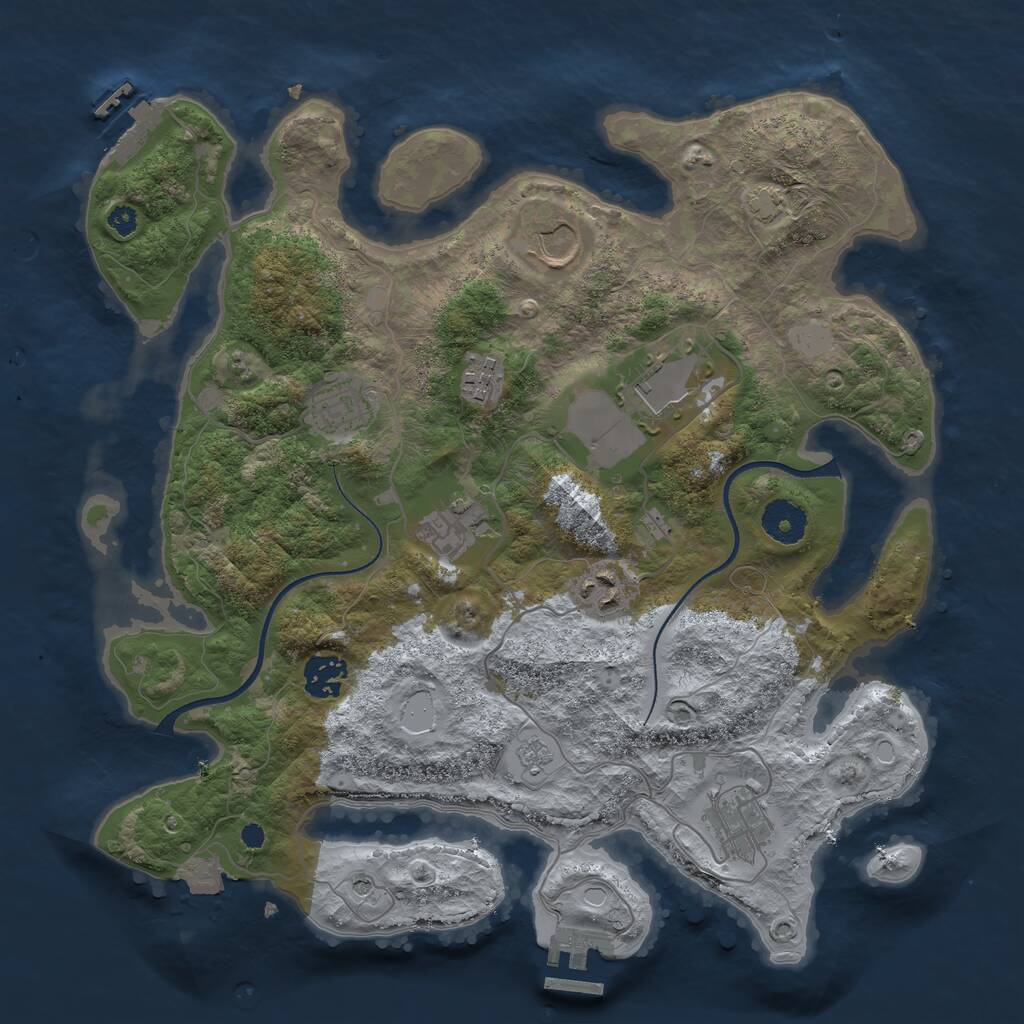 Rust Map: Procedural Map, Size: 3500, Seed: 83035810, 14 Monuments