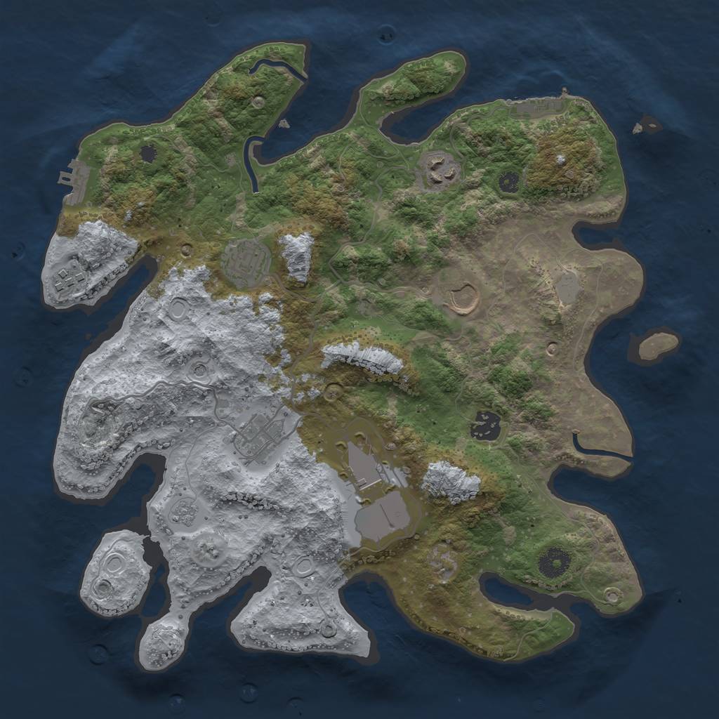 Rust Map: Procedural Map, Size: 3500, Seed: 70333924, 16 Monuments