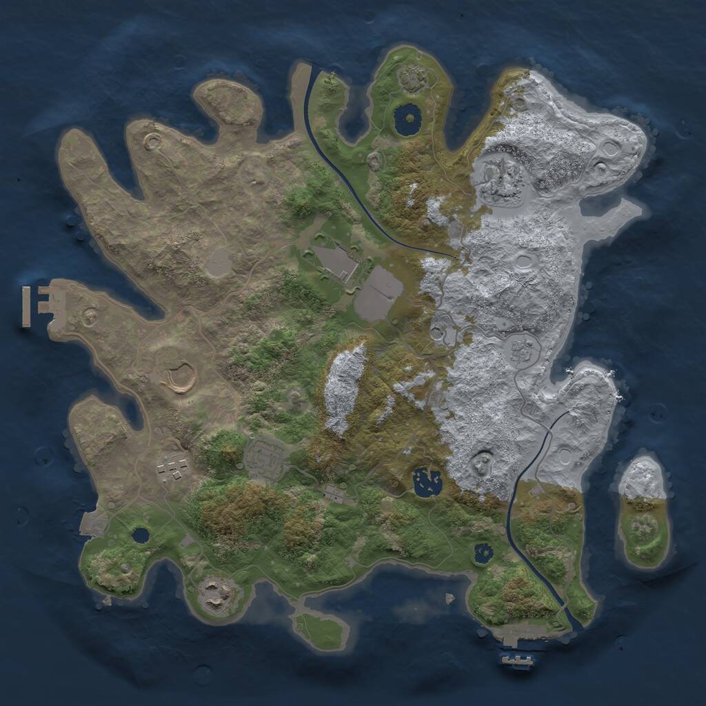 Rust Map: Procedural Map, Size: 3500, Seed: 34287734, 13 Monuments