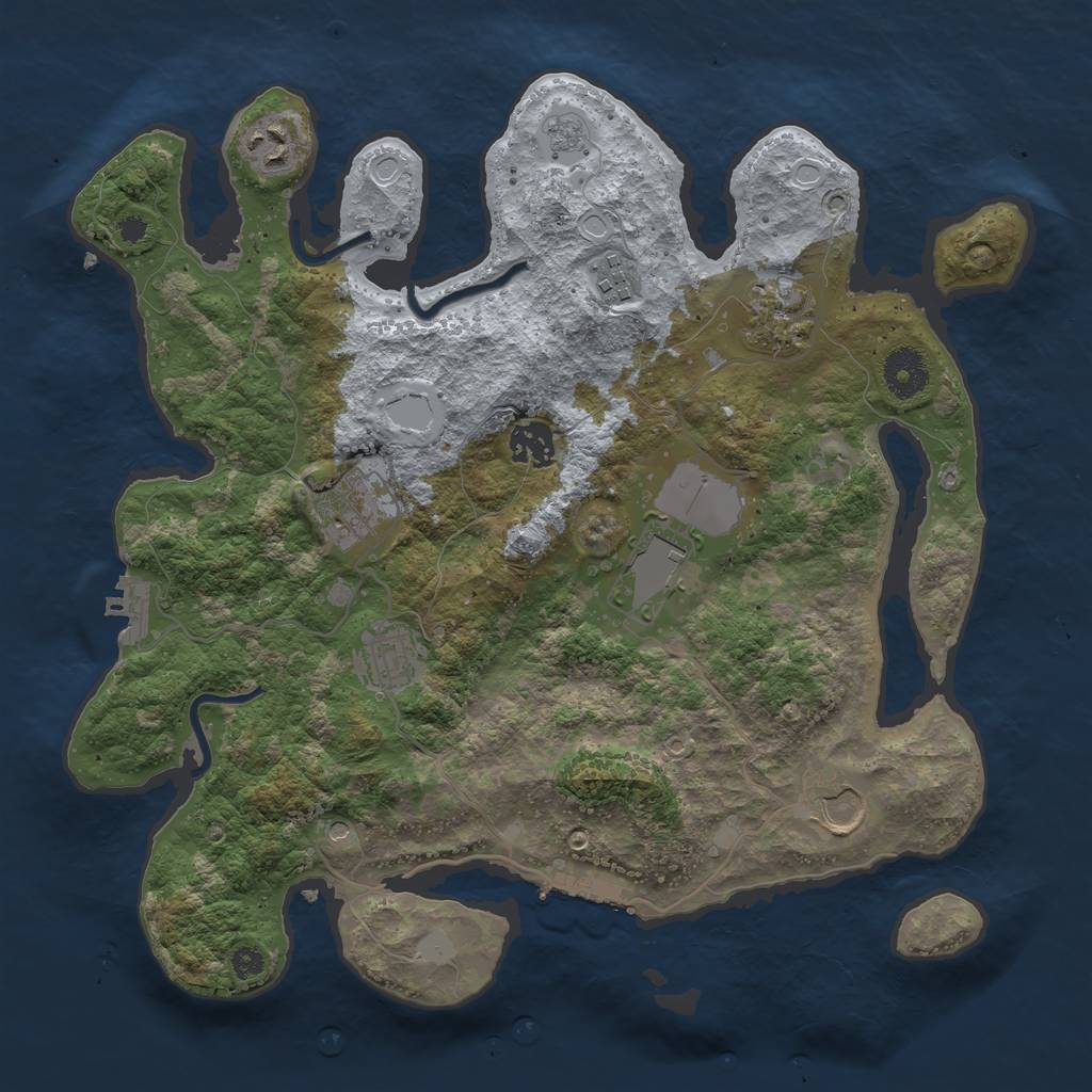 Rust Map: Procedural Map, Size: 3500, Seed: 55579736, 17 Monuments